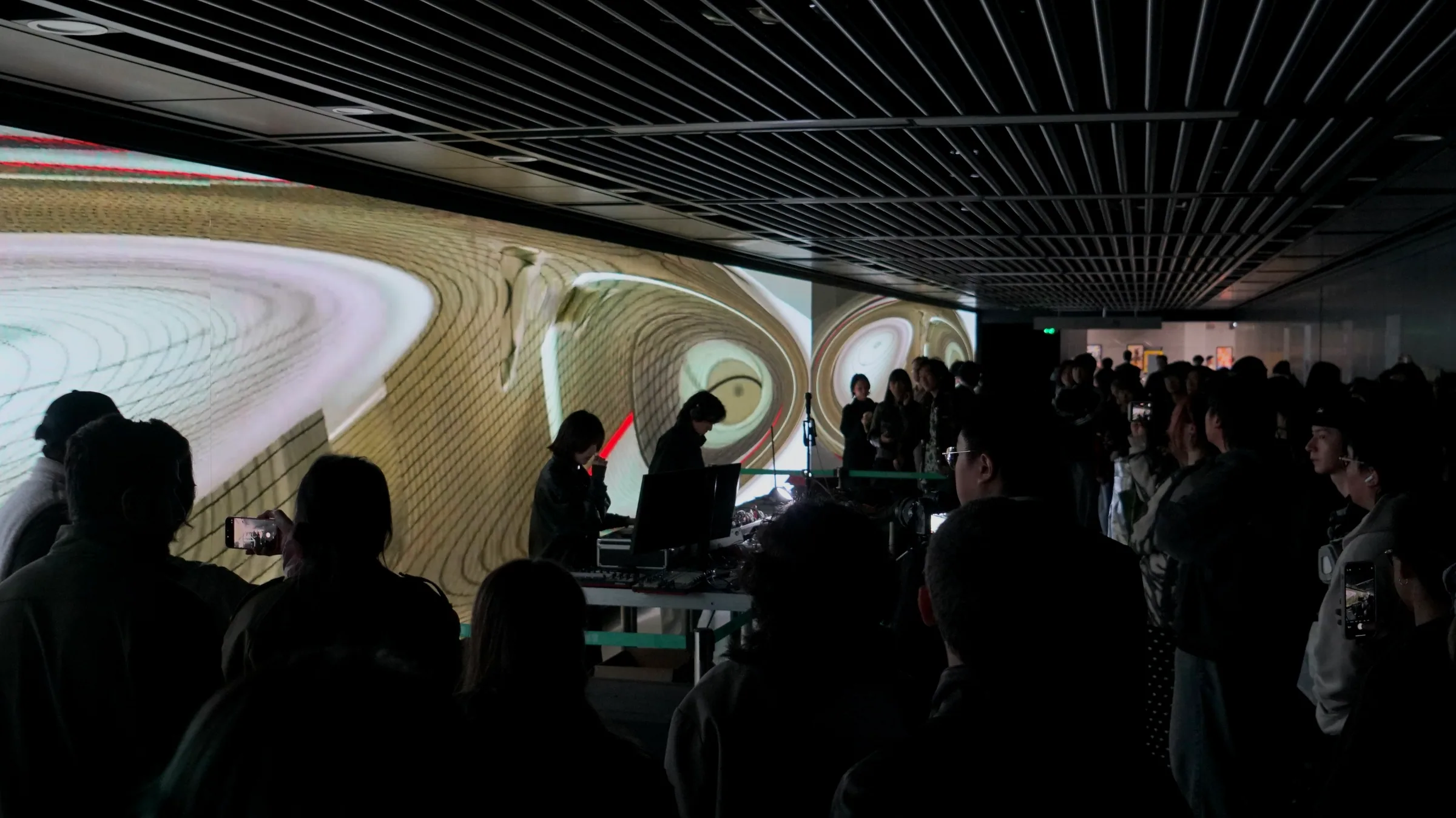 Crowd watching the live audiovisual performance